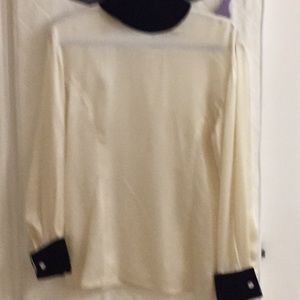 Silk blouse ivory with velvet details size 6